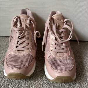 Skechers Los Angeles Million Air Up There Wedge Lace Up Sneakers Pink Womens 6